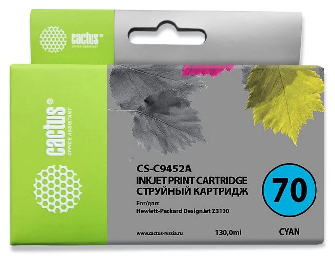 струйный Cactus CS-C9452A №70 голубой (130мл) для HP DJ Z3100 струйный Cactus CS-C9452A №70 голубой (130мл) для HP DJ Z3100