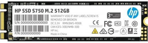 HP Твердотельный диск 512GB S750 2.5", SATA III, 3D TLC