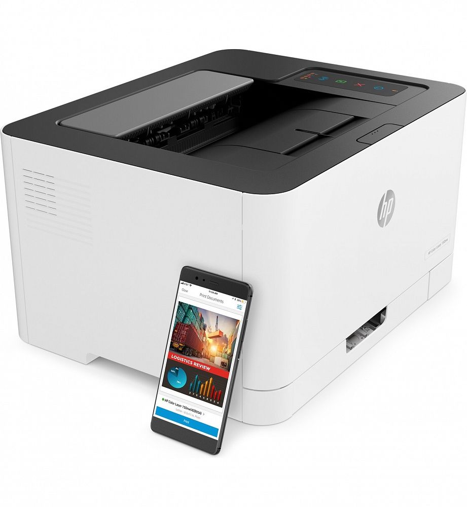 Принтер HP Color Laser 150nw (A4,600x600dpi, (18(4)ppm, 64Mb, USB 2.0/Wi-Fi/Eth10/100,AirPrint, HP Smart,1tray 150, 1y warr, cartridges 700b &500cmy pages in box,repl.SL-C4 (существенное повреждение коробки)