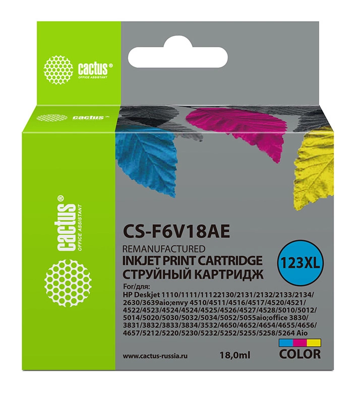 струйный Cactus 123XL многоцветный (330стр.) (18мл) для HP DeskJet 1110/1111/1112/2130 струйный Cactus 123XL многоцветный (330стр.) (18мл) для HP DeskJet 1110/1111/1112/2130