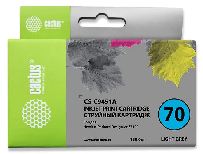 струйный Cactus CS-C9451A №70 светло-серый (130мл) для HP DJ Z3100 струйный Cactus CS-C9451A №70 светло-серый (130мл) для HP DJ Z3100