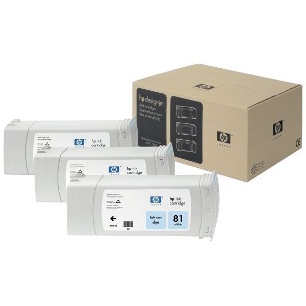HP 81 3-pack 680-ml Light Cyan Dye