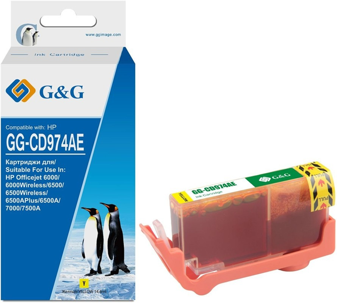 Картридж G&G GG-CD974AE желтый (14.6мл) для HP Officejet 6000/6500/6500A/7000/7500A