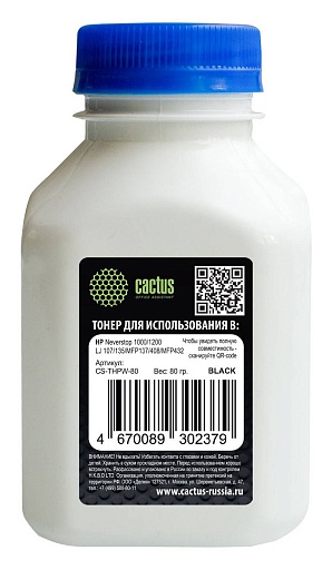 тонер Cactus THPW-80 черный (80гр.) для принтера HP Neverstop 1000/1200, HP LJ 107/135/MFP137/408/MFP432