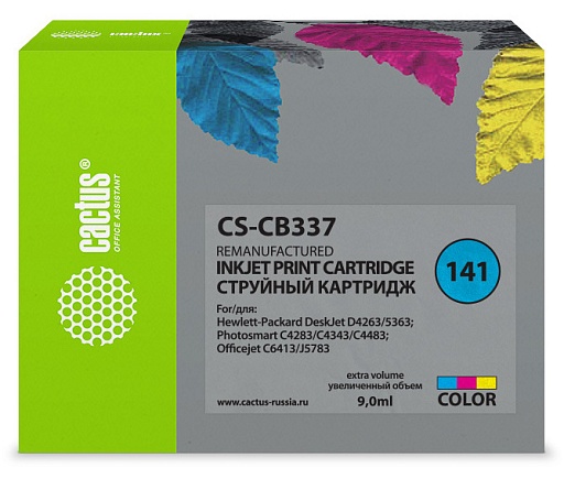 струйный Cactus 141 многоцветный (9мл) для HP DJ D4263/D4363/D5360/DJ J5783/J6413