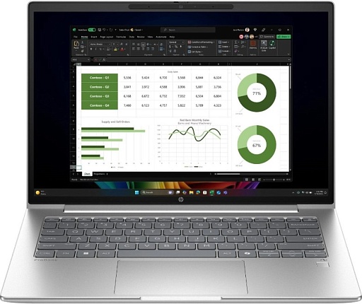 Ноутбук HP ProBook 4 G1q Snapdragon X X1-26-100 16Gb SSD512Gb Intel Iris Xe graphics 14" FHD (1920x1080)/ENGKBD Windows 11 Pro silver WiFi BT Cam (B39XGAT)