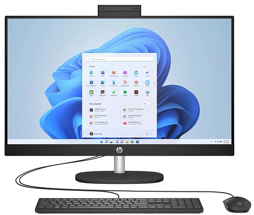 Моноблок HP 27-cr0064ci NT 27" FHD(1920x1080) AMD Ryzen 5 7520U , 16GB LPDDR5-5500 (1x16GB), SSD 512Gb, AMD Radeon 610M, noDVD, ENG/RU kbd&mouse wired, HD Webcam,  Jet Black, FreeDOS, 1Y Wty