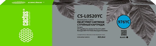 струйный Cactus 976YC черный (465мл) для HP PageWide P55250dw/P57750dw