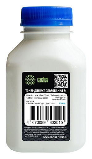 тонер Cactus THPCWHUC-25 голубой (25гр.) для принтера HP Color Laser 150a/150nw/179fnw/ MFP 178nw