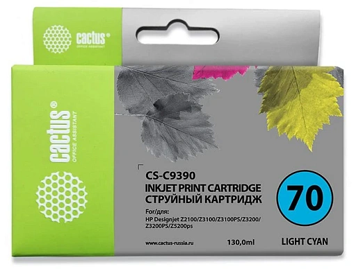 струйный Cactus CS-C9390 №70 светло-голубой (130мл) для HP DJ Z3100