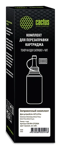 лазерный тонер Cactus 230X черный флакон (120гр) (в компл.:чип) для принтера HP LJ Pro 203/227