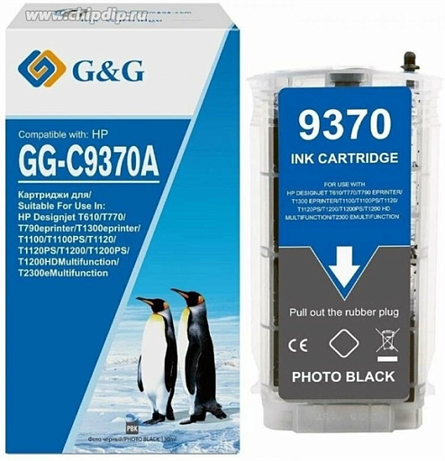 Картридж G&G GG-C9370A №72 фото черный (130мл) для HP HP Designjet T610, T770, T790eprinter, T1300eprinter, T1100, T1100PS, T1120, T1120PS, T1200, T1200PS, T1200HDMultifunction, T2300eMultifunction