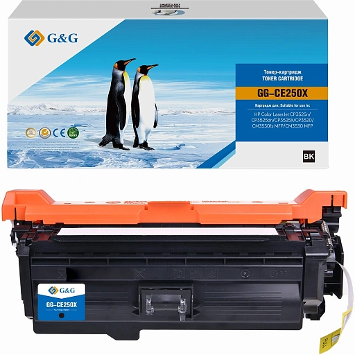лазерный G&G 250X черный (10500стр.) для HP CLJ CP3525n/CP3525dn/CP3525X/CP3520/CM3530fs MFP/CM3530 MFP