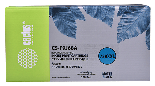 струйный Cactus CS-F9J68A 728XXL черный матовый (300 мл) для HP DJ T730/T830
