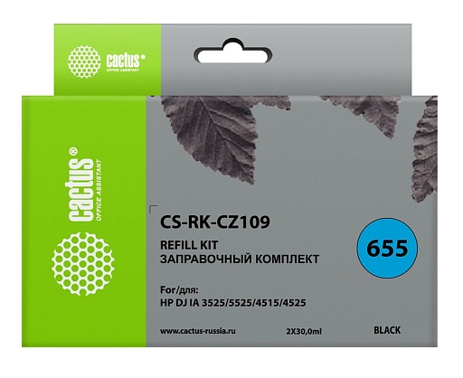 заправочный набор Cactus RK-CZ109 черный (2x60мл) для HP DJ IA 3525/5525/4515/4525