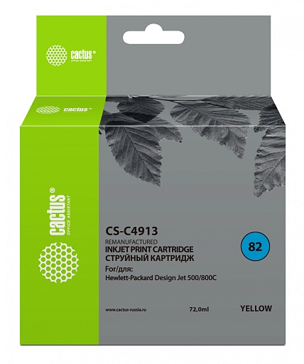 струйный Cactus 82 желтый (72мл) для HP DJ 500/800C