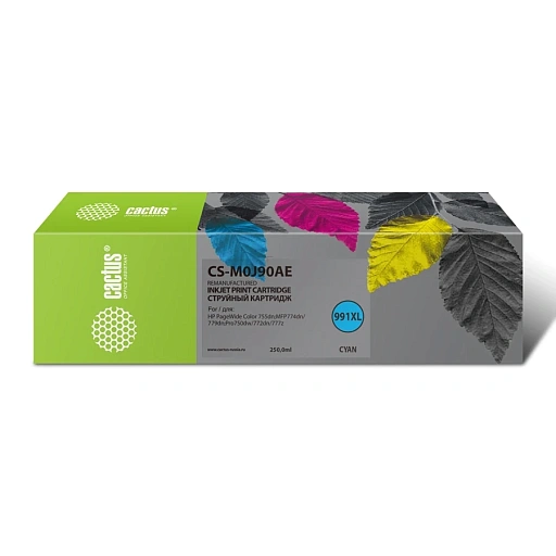 струйный Cactus 991XL голубой (250 мл.) для HP PW 755dn/MFP774dn/779dn/Pro750dw/772dn