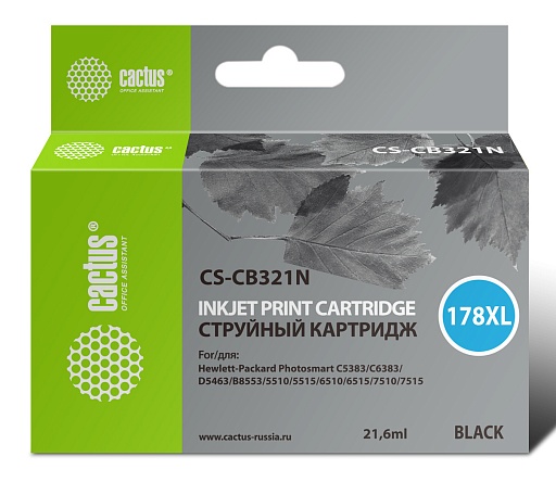 струйный Cactus CS-CB321N(CS-CB321) 178XL черный (21.6мл) для HP PS B8553/C5383/C6383/D5463