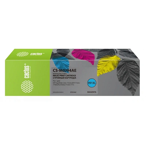струйный Cactus 991XL пурпурный (250 мл.) для HP PW 755dn/MFP774dn/779dn/Pro750dw/772dn