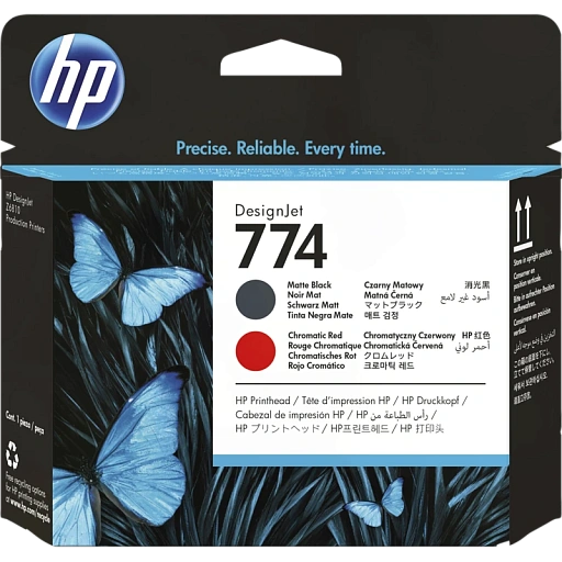 HP 774 P2V97A Matte Black/Chromatic Red Printhead