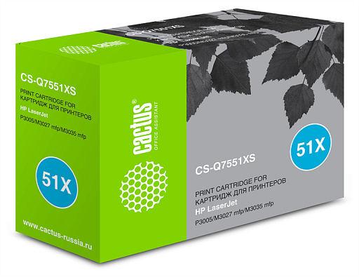 лазерный Cactus Q7551X черный (13000стр.) для HP LJ P3005/M3027/M3035 лазерный Cactus Q7551X черный (13000стр.) для HP LJ P3005/M3027/M3035