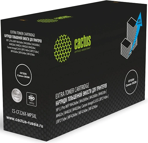 лазерный Cactus 226X черный (15000 стр.) для HP LJ Pro MFP M426dw/M426fdw/M426fdn/M402dn/M402n/M402d/M402dw; Canon imageCLASS LBP214dw/LBP215dw/MF426dw/MF424dw/MF429dw Canon