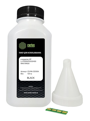 тонер Cactus 505A черный флакон (120гр.) для принтера HP LJ P2055/P2035/400/M401/M425