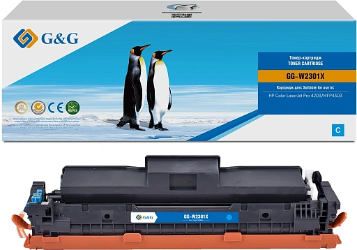 лазерный G&G 2301X голубой (5500стр.) для HP CLJ Pro 4203/MFP 4303