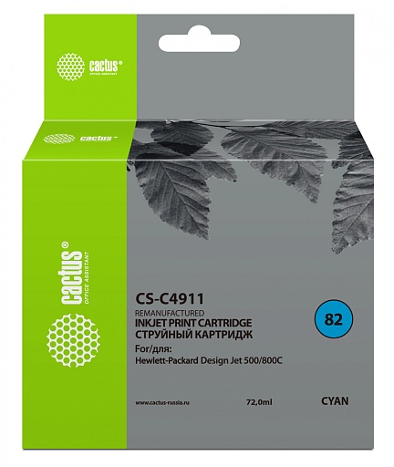 струйный Cactus 82 голубой (72мл) для HP DJ 500/800C